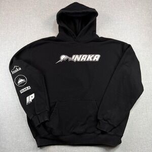 INAKA Power Heavyweight Ski Team Hoodie Men 2XL Black Logo Streetwear Outdoor